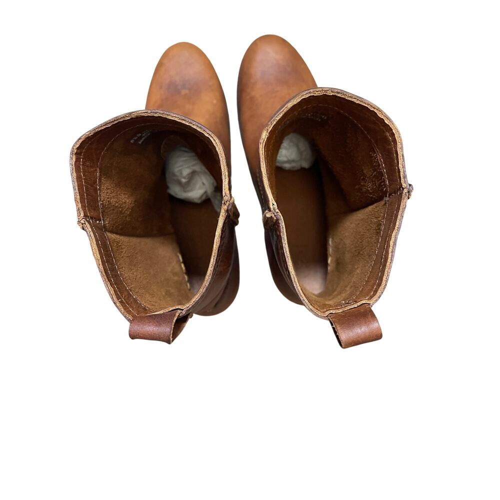 New Frye Womens Size 8.5 Cara Short Ankle Slouch Boots Cognac - Picture 8 of 12